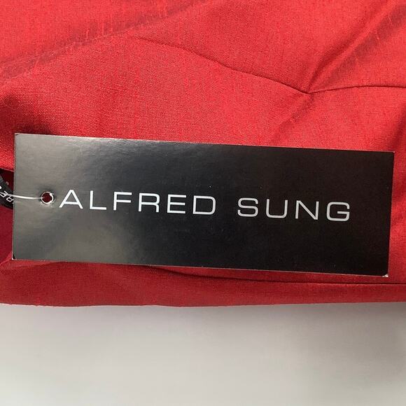 NEW! Alfred Sung Size 8 V-Neck Dupioni Dress w/pockets Barcelona $208 msrp J2-20 - Picture 9 of 10